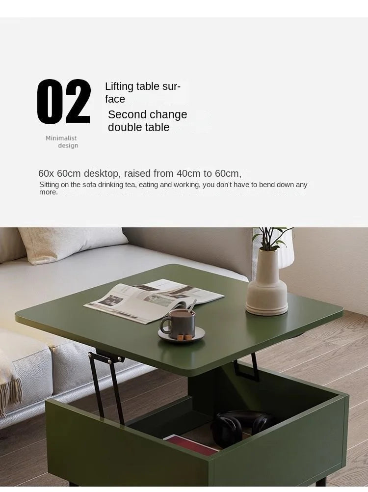 Realife Tea Table Simple And Adjustable Solid Wood Rock Board Small Table Japanese Cream Style Movable Living Room Side Table - Uknowucme