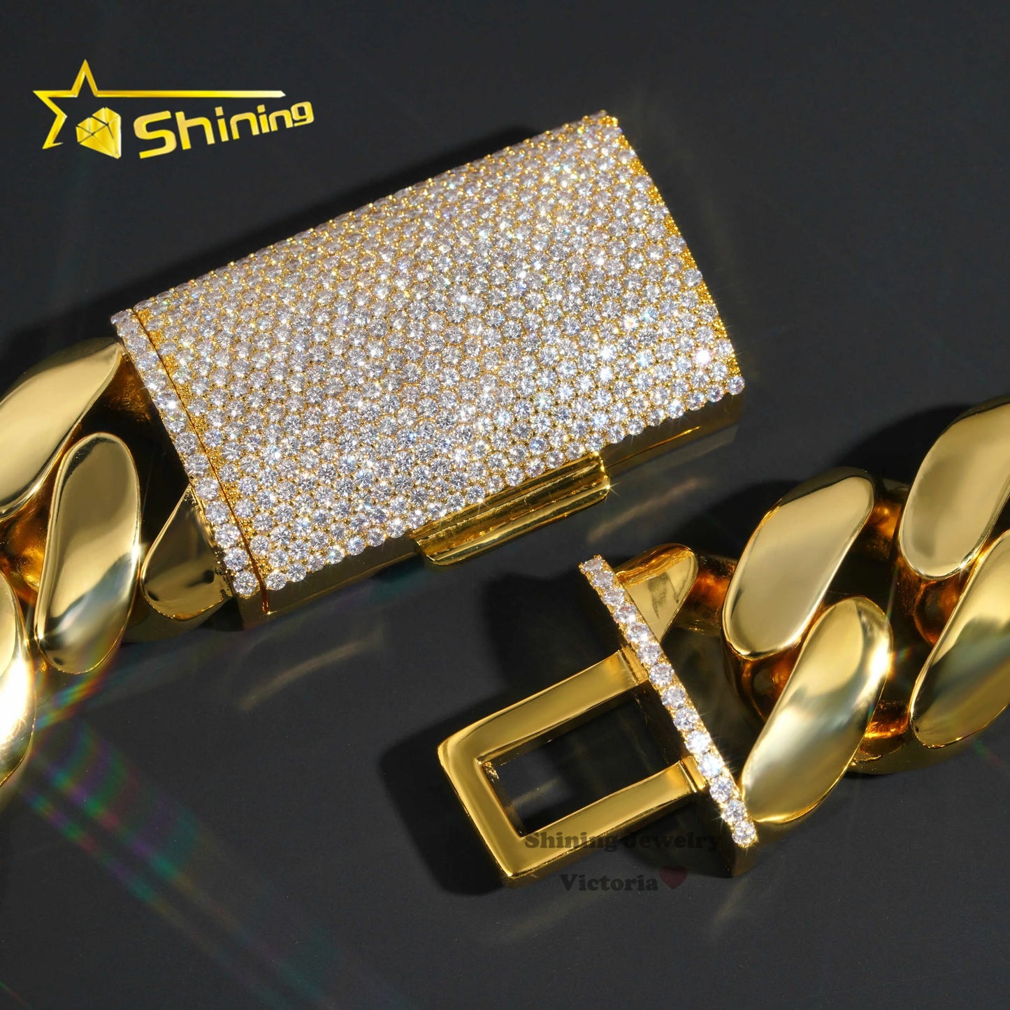 Custom Super Thick Heavy Rock Men Necklace 18k Gold Plated Brass Miami Cuban Link 30mm Cuban Chain with Moissanite Diamond Lock - Uknowucme