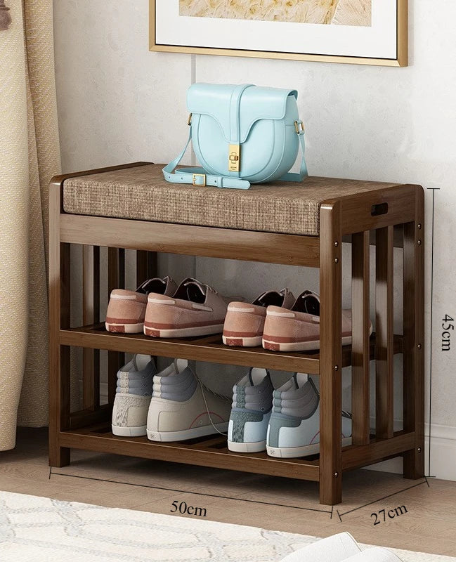 Shoe change stool Home door entry bench Solid wood shoe stool Storage shoe rack Simple bench Soft bag Sofa stool - Uknowucme