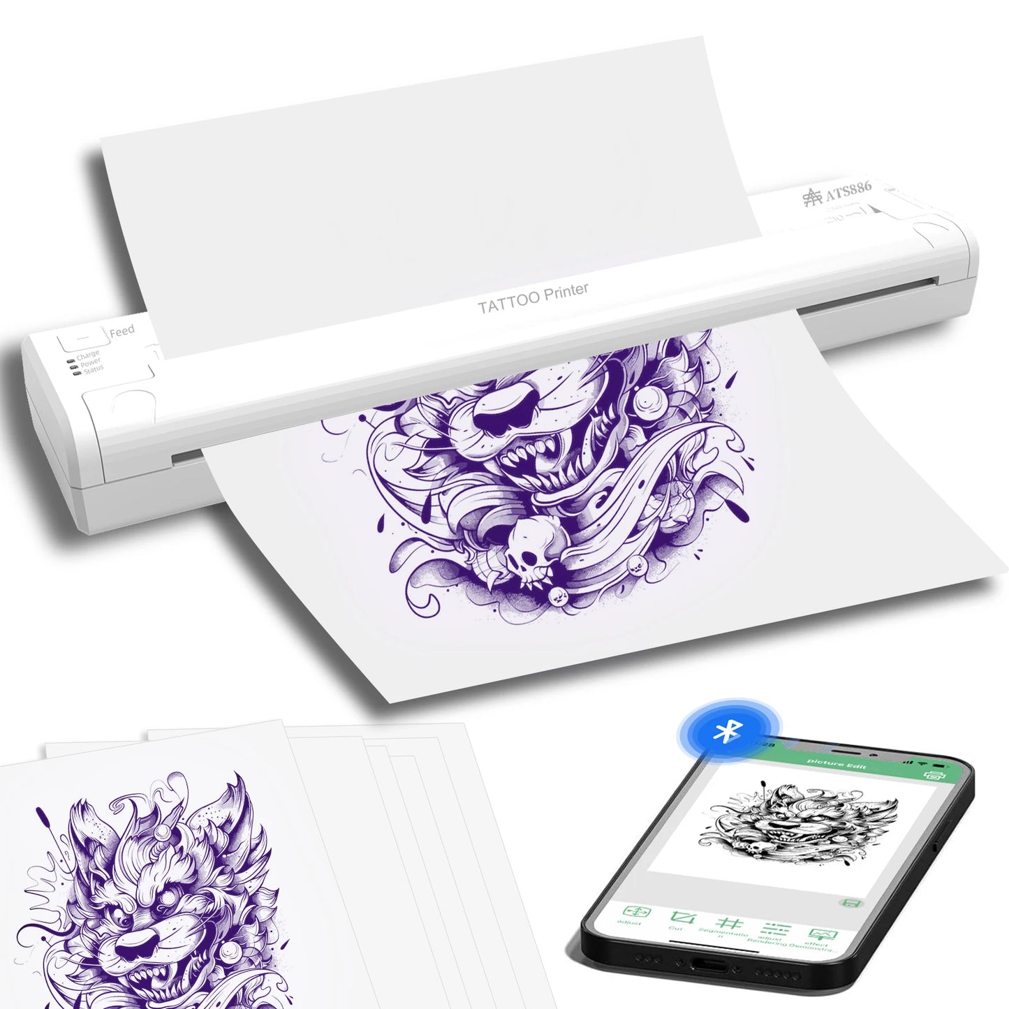 YILONG Tattoo Stencil Printer Thermal ATS886 Portable Transfe Machine for Tattoo Artists & Beginners Tattoo Supplies - Uknowucme