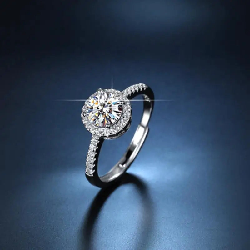 HOYON S925 Silver Non Fading 1 Carat Shiny Moissanite Luxury Women's Ring Engagement Wedding Jewelry Gift Box GRA Certificate - Uknowucme