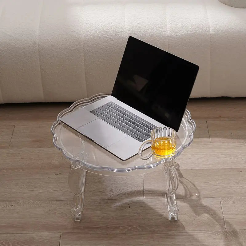 Nordic, Coffee Table, Simple, Home, Small Round Table, Balcony, Designer, Acrylic, Transparent, Round, Living Room, Corner Table
