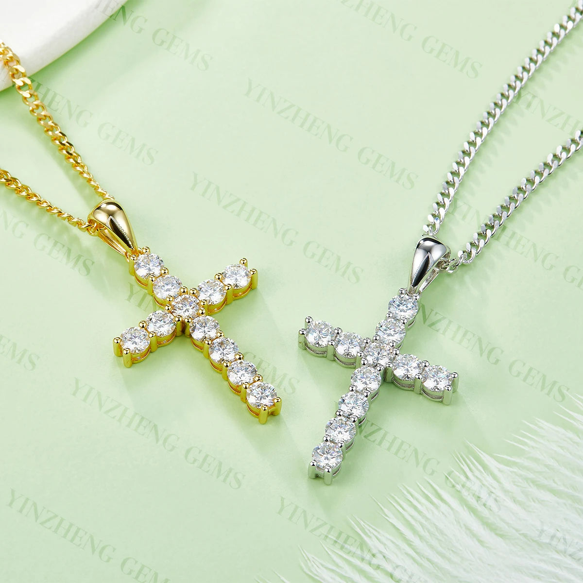 YinZheng Moissanite Jewelry 925 Sterling Silver Cross Pendant D VVS Diamond Moissanite Cross Pendant Hip Hop & Rock Religious - Uknowucme