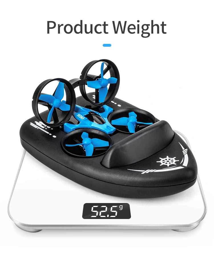 Sea, land, and air flight 3-in-1 JJRC H36F mini drone, unmanned mode, 360 ° roll 2.4G 6-axis quadcopter ship RC children's toy
