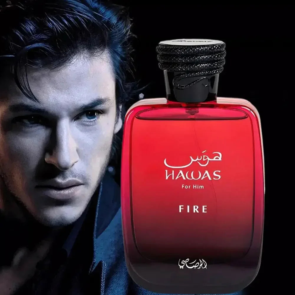 100ml Hawas Fire Men's EDP Spray Long-lasting Arabian Luxury, Fresh Rich Scent, Premium Masculine Fragrance Ideal for Nights Out - Uknowucme