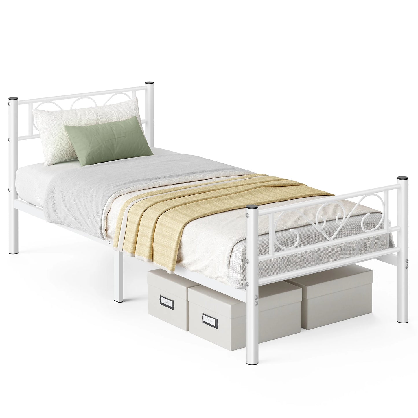 VASAGLE bed 90x200 cm, guest bed, single metal bed, bed rack, bed frame, metal bed, easy assembly - Uknowucme
