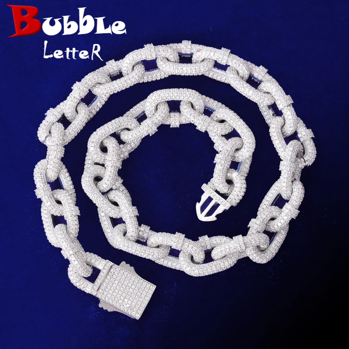 Bubble Letter Iced Out Choker Necklace for Men Cuban Link Chain Micro Pave Cubic Zirconia Gold Plated Hip Hop Jewelry - Uknowucme