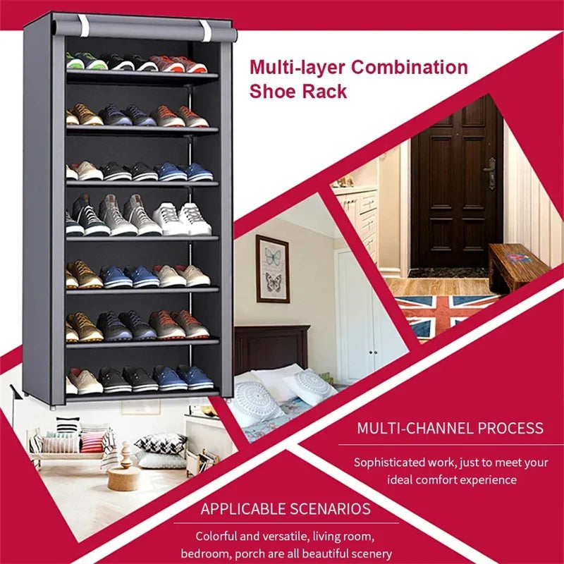 Shoe Rack Organizer Dustproof Shoe Cabinet Multilayer Minimalist Nonwoven Home Furniture Space-saving Cabinets Shoe Shelf - Uknowucme