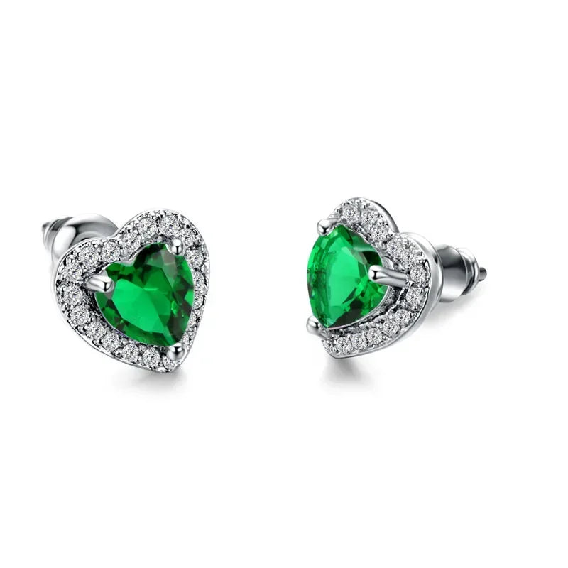 2025 Geometric Green CZ Sparkling Cubic Zirconia Earrings, Suitable for Women's Wedding Parties, Elegant Jewelry - Uknowucme