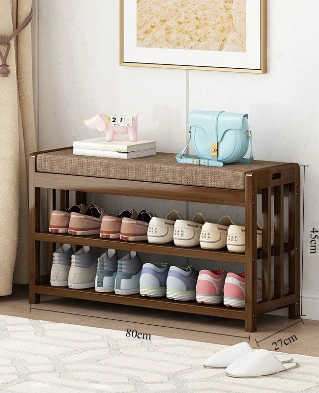 Shoe change stool Home door entry bench Solid wood shoe stool Storage shoe rack Simple bench Soft bag Sofa stool - Uknowucme