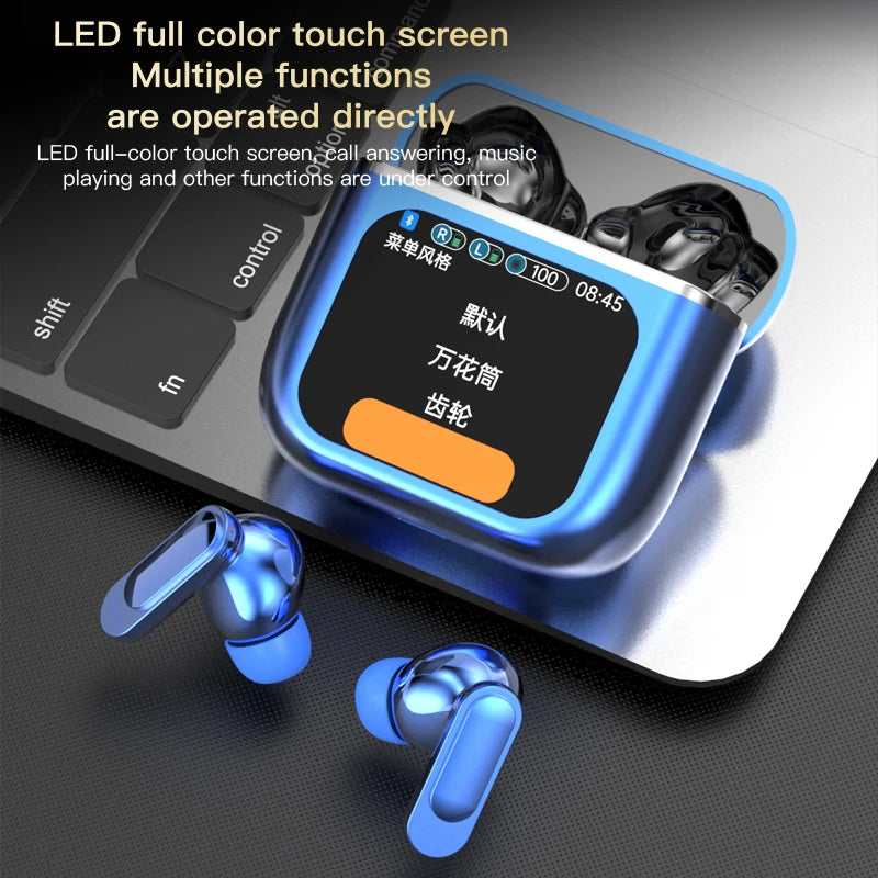 New LED Touchscreen Wireless Bluetooth Headphone TWS Earphones Visible Active Noise Cancellation Sport Earphone Color Screen - Uknowucme