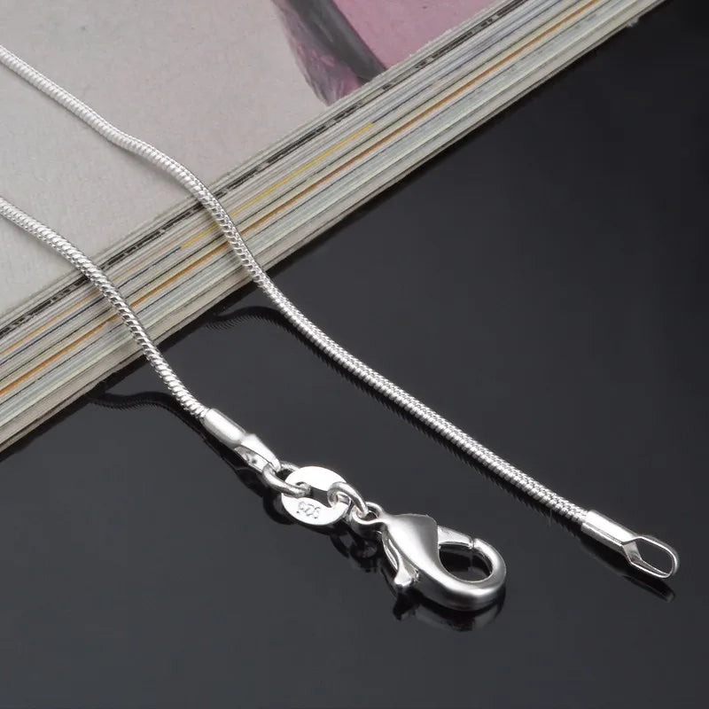 925 sterling silver necklace women, silver fashion jewelry Snake Chain 1mm Necklace 16 18 20 22 24" - Uknowucme