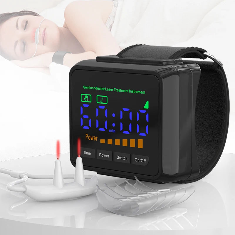 LLLT Cold Laser Physiotherapy Wrist Watch Nose Treatment Rhinitis Red Infrared Light Therapy Machine Smartwatch Pain Relief - Uknowucme