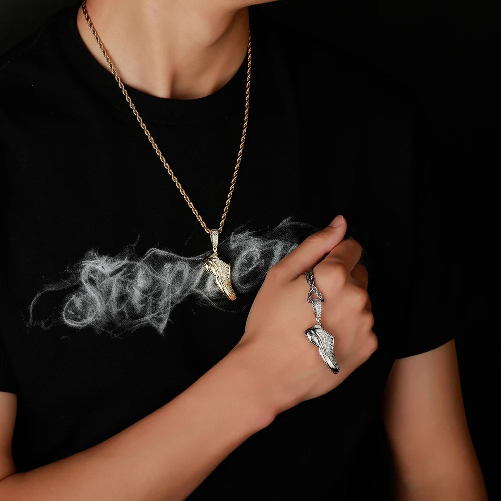 TOPGRILLZ New Shoe Model Pendant Hip Hop Men Women Pendant Sparkling Ice Crystal Zircon Necklace Fashion Charm - Uknowucme