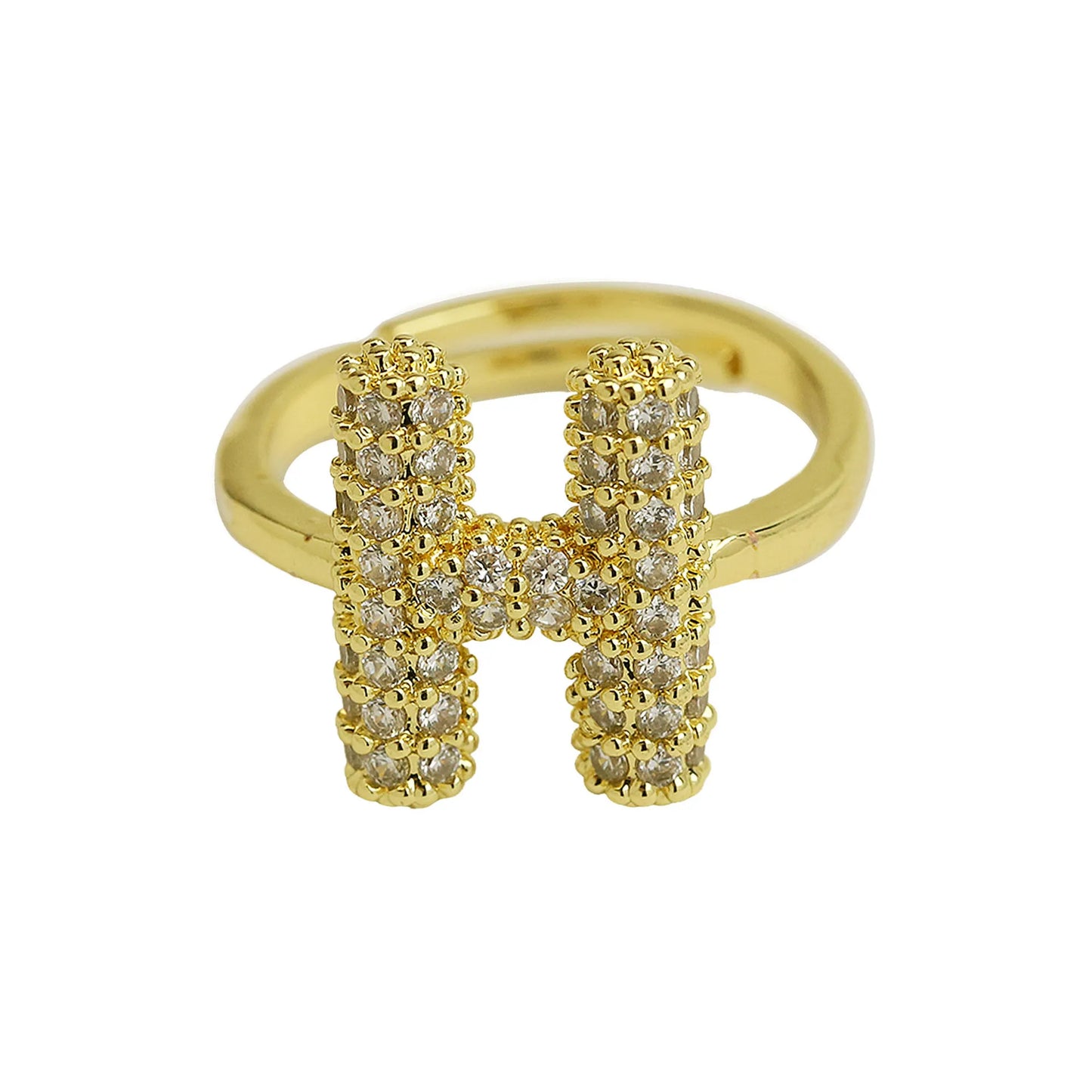 Bubble Cute 26 Letters Ring for Women Balloon Gold Plated Zircon A-Z Letters Open Adjustable Ring Aesthetic Wedding Jewelry Gift - Uknowucme