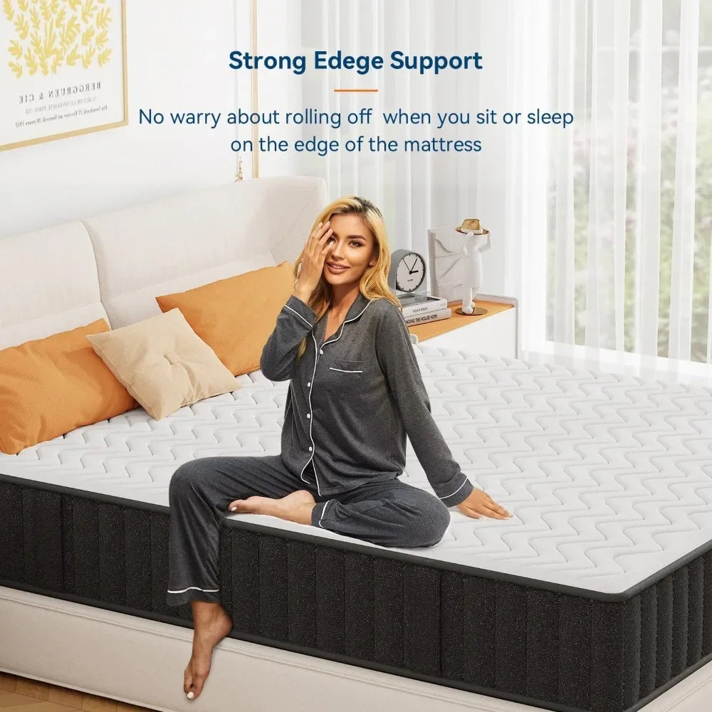 Queen Mattress, Fiberglass Free & Support Comfort, Cooling Charcoal Medium Firm Mattresses, 10 Inch Memory Foam Mattress - Uknowucme