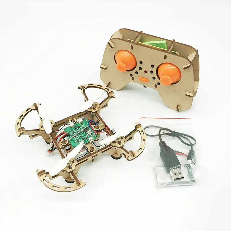 Wooden Drone DIY kit Wooden assembled Remote control toy fixed kit Remote Controlled Toys diy kit Training quadcopters - Uknowucme