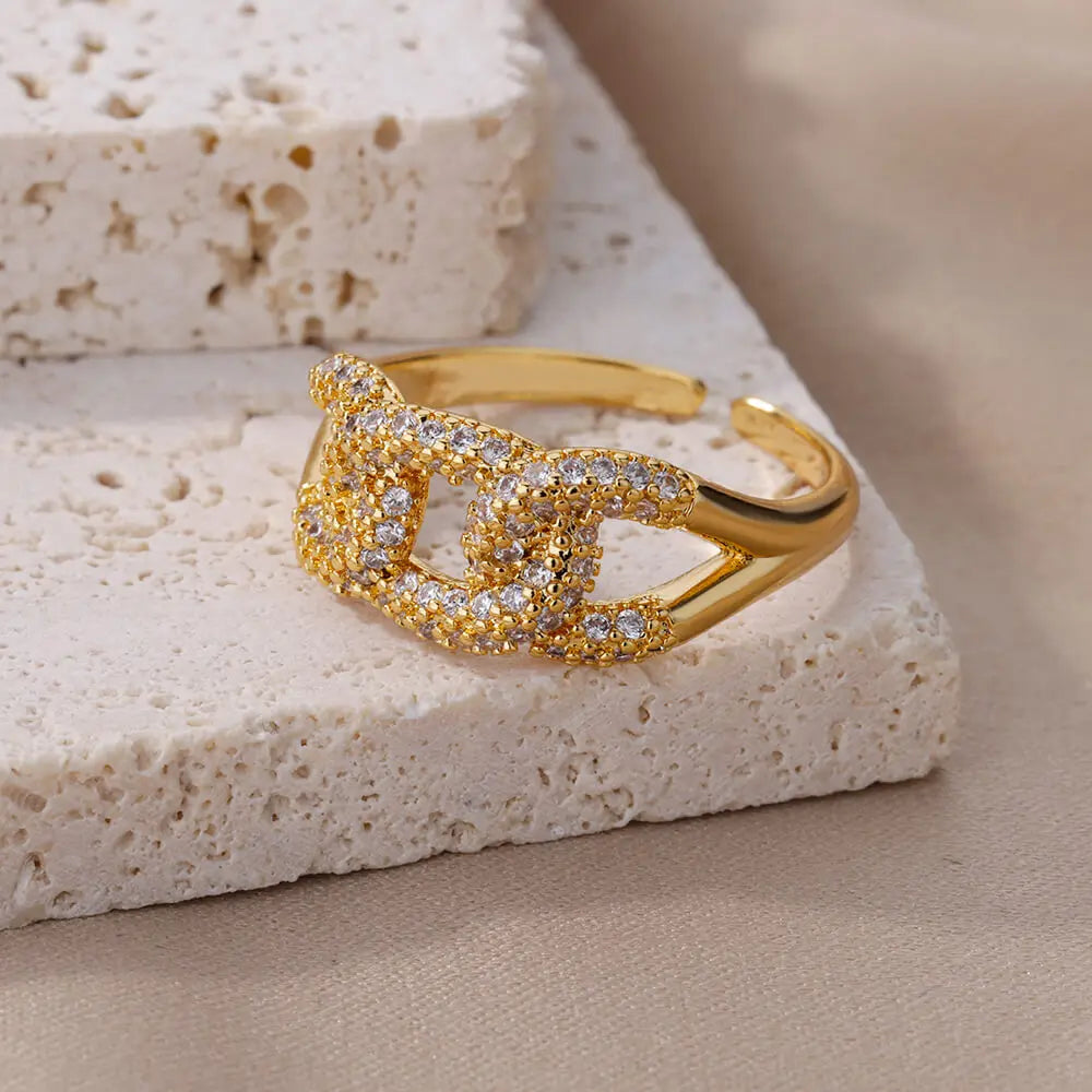 Broken Zircon Crystal Rings for Women Jewelry Accessories Body Finger Decoration Aesthetic Adjustable Couple Ring Best Gift - Uknowucme