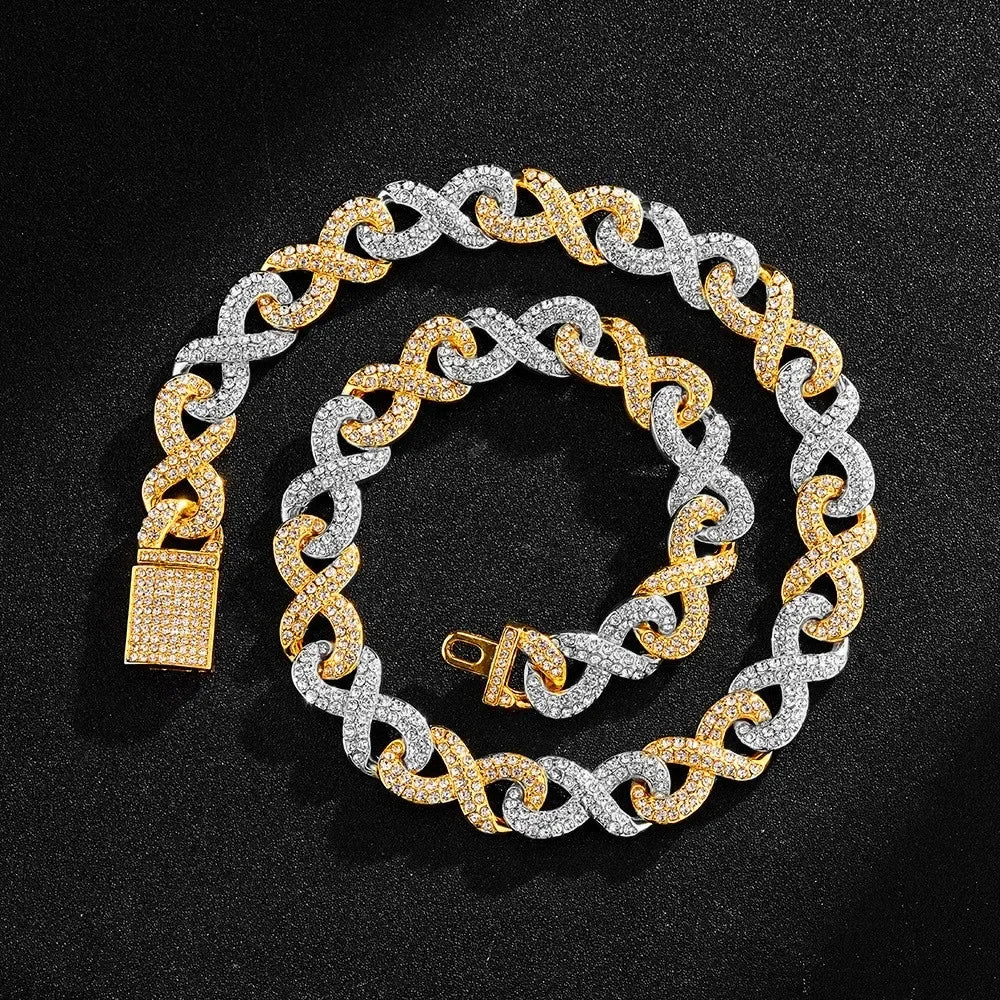 2tone Rose Gold Silver Color 13mm Miami Cuban Chain Choker Necklace Iced Out Bling Cz Zircon Charm Hip Hop Jewelry For Men Women - Uknowucme
