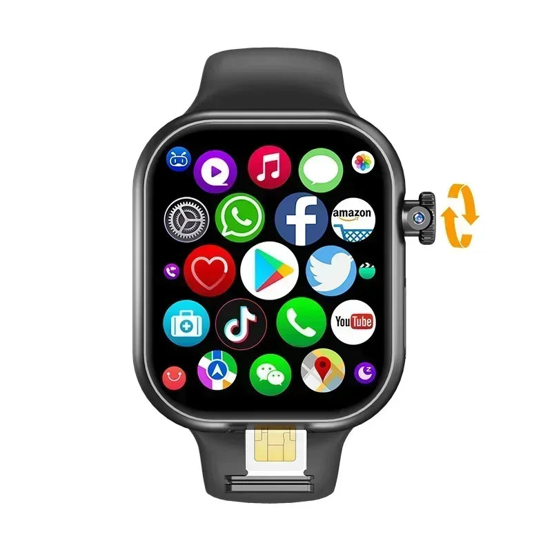 The smartwatch is equipped with an 8-megapixel rotating camera, 5G Android VP29, 256GB storage, Sim card, GPS and WIFI - Uknowucme
