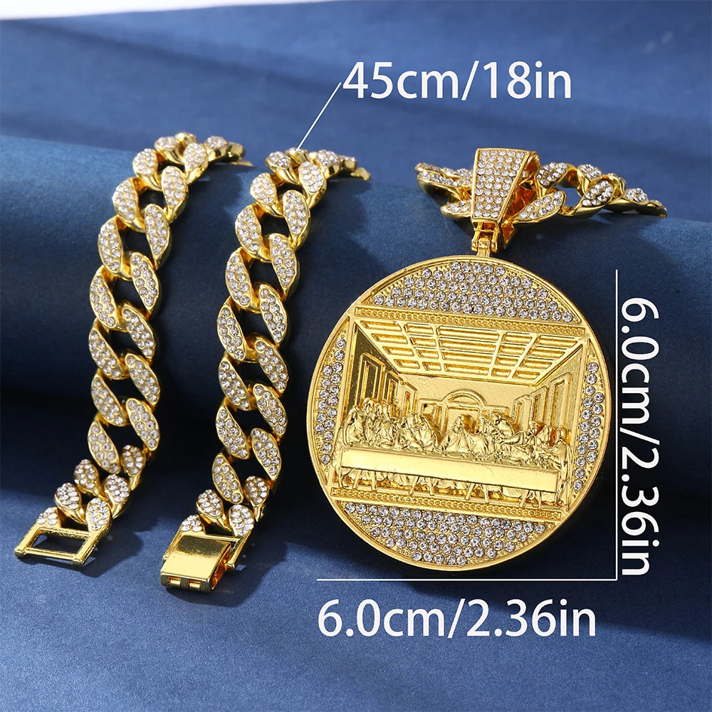 Hip hop Last Supper Pendant Jewelry Necklace Rap Singer Necklace Religious Men and Women Cuban Pop Chain Gift - Uknowucme