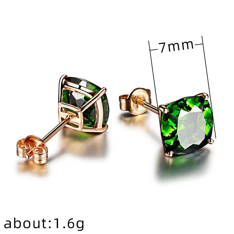 2025 Geometric Green CZ Sparkling Cubic Zirconia Earrings, Suitable for Women's Wedding Parties, Elegant Jewelry - Uknowucme