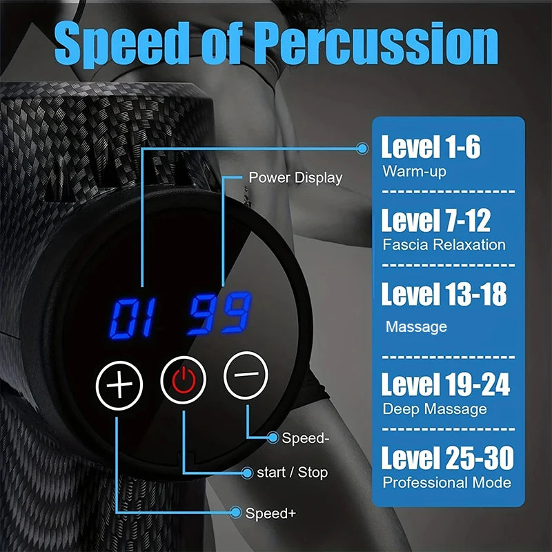 Professional Massage Gun Massage Gun LCD Digital Display with 99 Levels for Adjusting the Body Arms Legs Back Deep Massage - Uknowucme