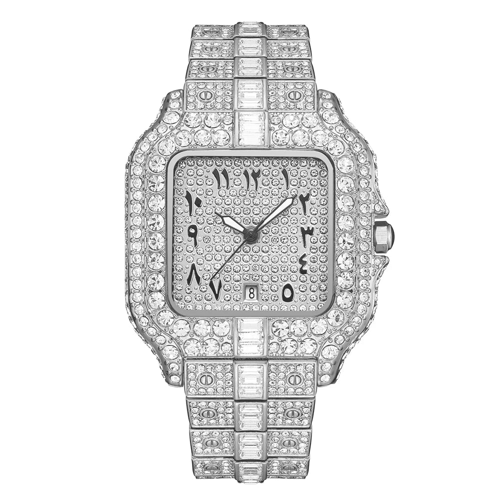 High Quality Gold Men's Watches Top Brand Luxury Full Diamond Bling Wristwatch Fashion Ice Out Stainless Steel Male Clock Gift - Uknowucme