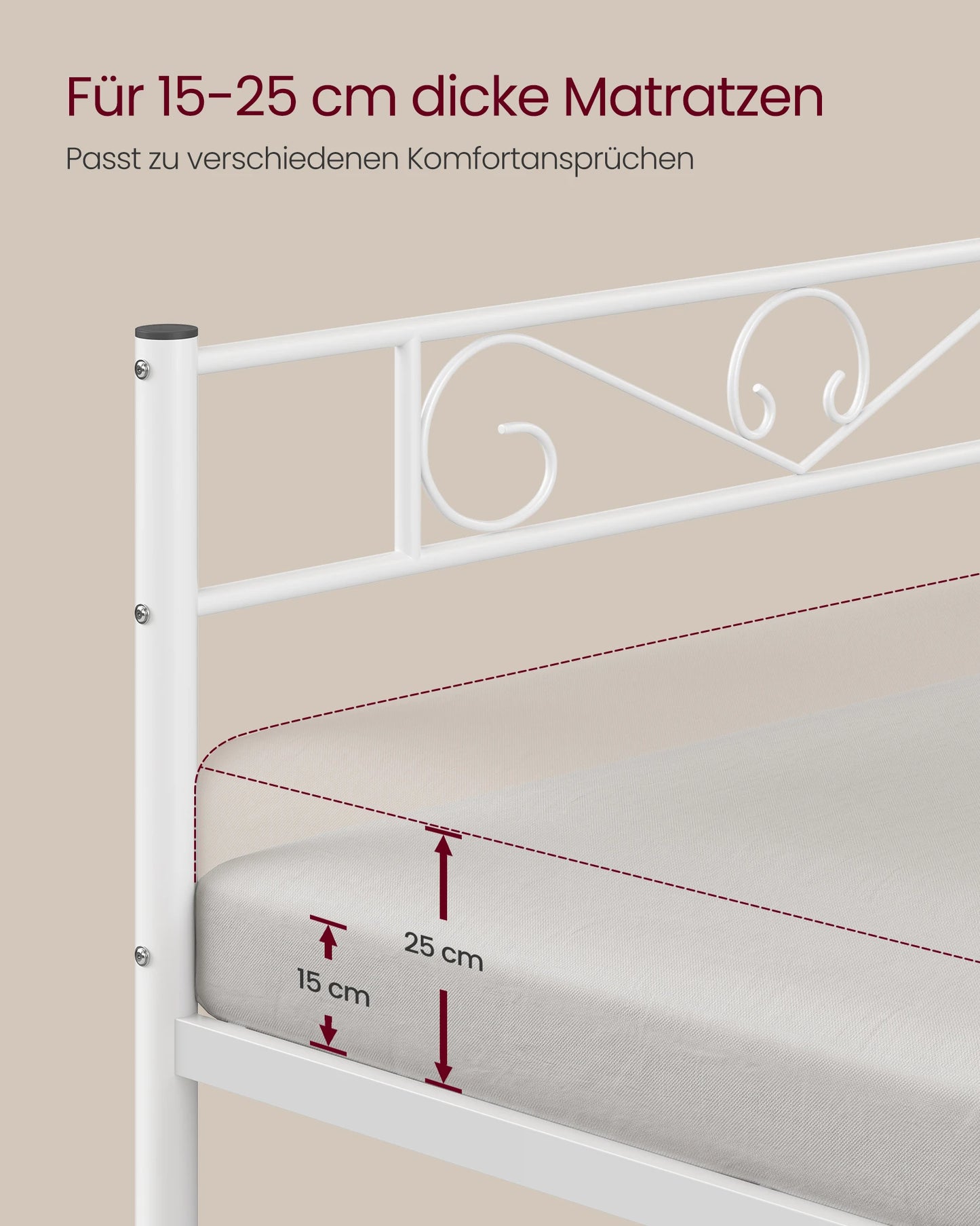 VASAGLE bed 90x200 cm, guest bed, single metal bed, bed rack, bed frame, metal bed, easy assembly - Uknowucme
