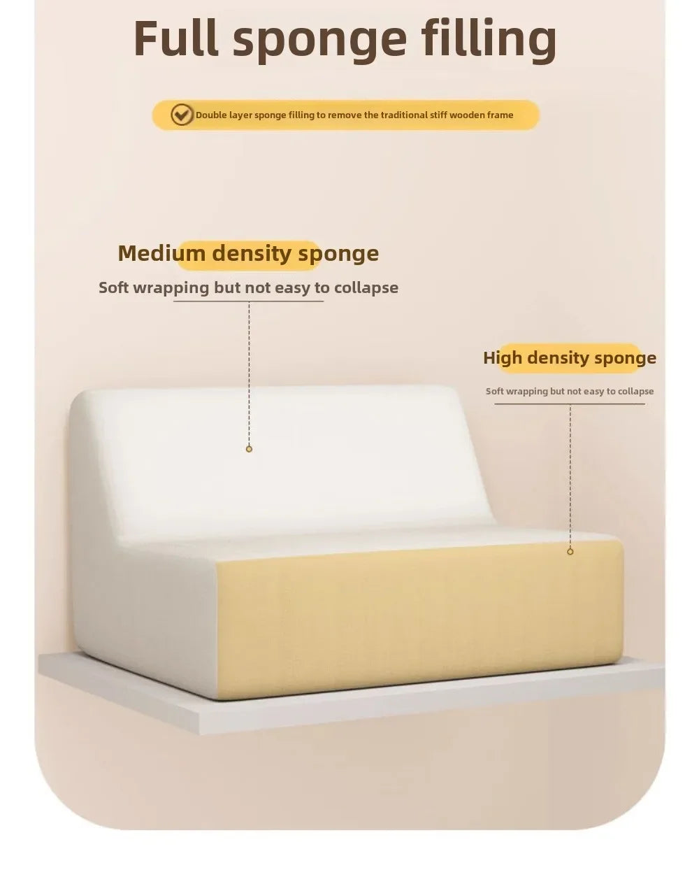 Caterpillar Pure Sponge Lazy Sofa, Modern Simple Living Room Home Sofa, Fabric Casual Lying Fabric Sofa Customizable - Uknowucme