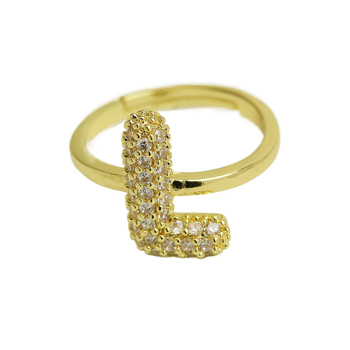 Bubble Cute 26 Letters Ring for Women Balloon Gold Plated Zircon A-Z Letters Open Adjustable Ring Aesthetic Wedding Jewelry Gift - Uknowucme