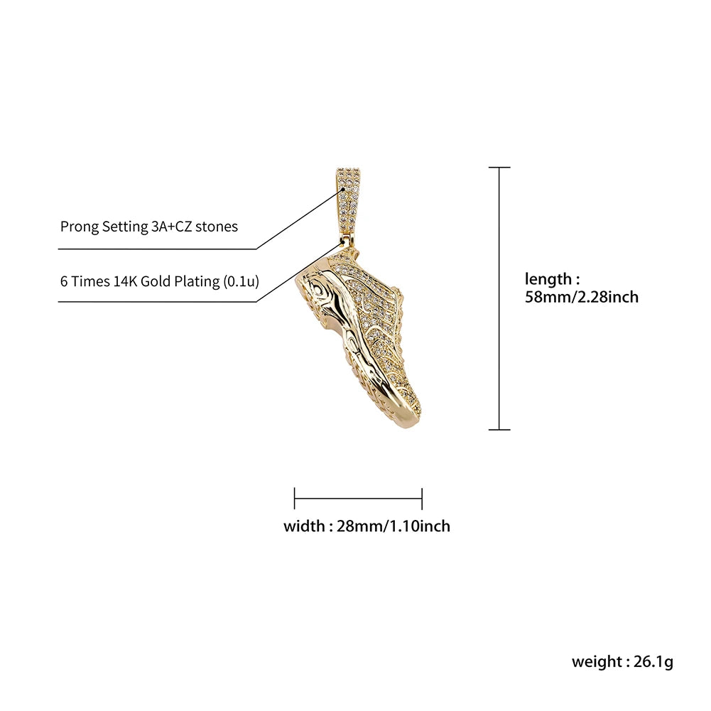 TOPGRILLZ New Shoe Model Pendant Hip Hop Men Women Pendant Sparkling Ice Crystal Zircon Necklace Fashion Charm - Uknowucme