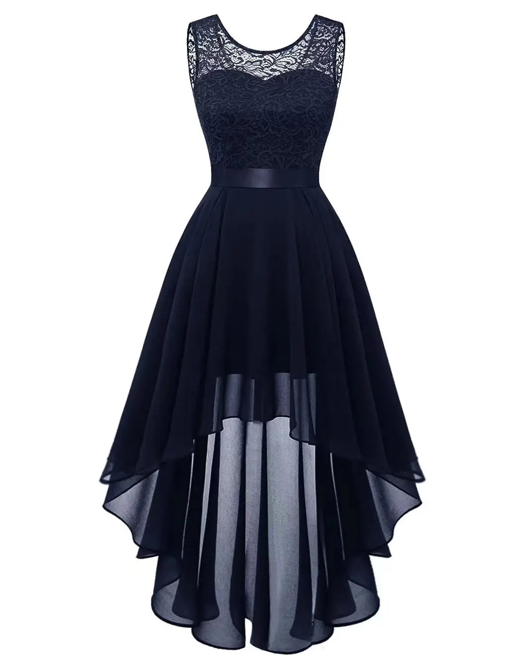 Women's Evening Dress Sexy Lace Paneled Chiffon Evening Gowns Ladies Elegant Fashion Solid Sleeveless Backless Midi Party Dress - Uknowucme
