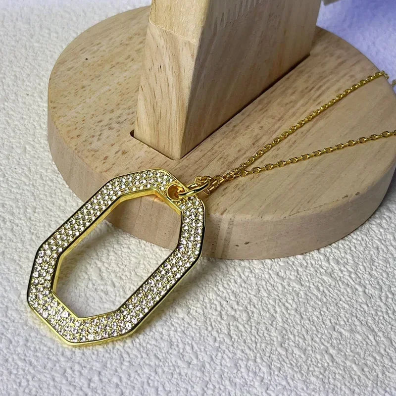 2025 New Trend Fine Jewelry Sets Charm Personality Gold Silver Geometric Crystal Fashion Personality Necklace Earrings for Women - Uknowucme