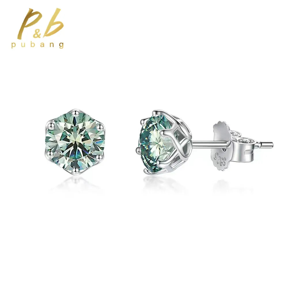 925 Sterling Silver 0.5CTx2PCS GRA Light Green Moissanite Diamond Stud Earrings for Women & Men Fine Jewelry - Uknowucme