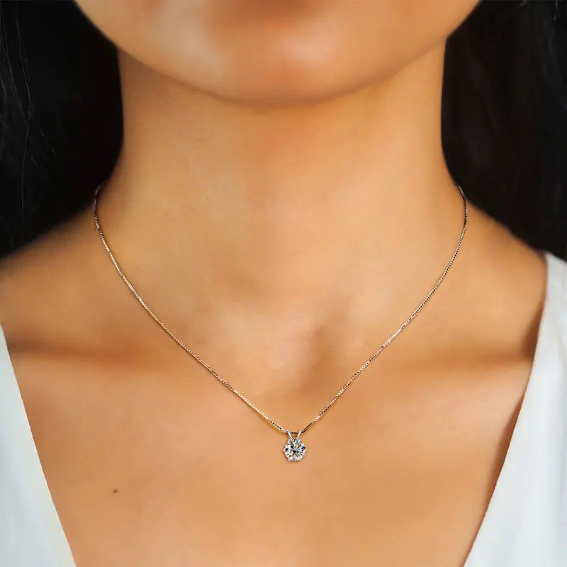 Lnngy 0.5ct-5ct Moissanite Pendant Necklace With Certificate For Women Original Real 925 Silver Chain Solitaire Drop Necklaces - Uknowucme