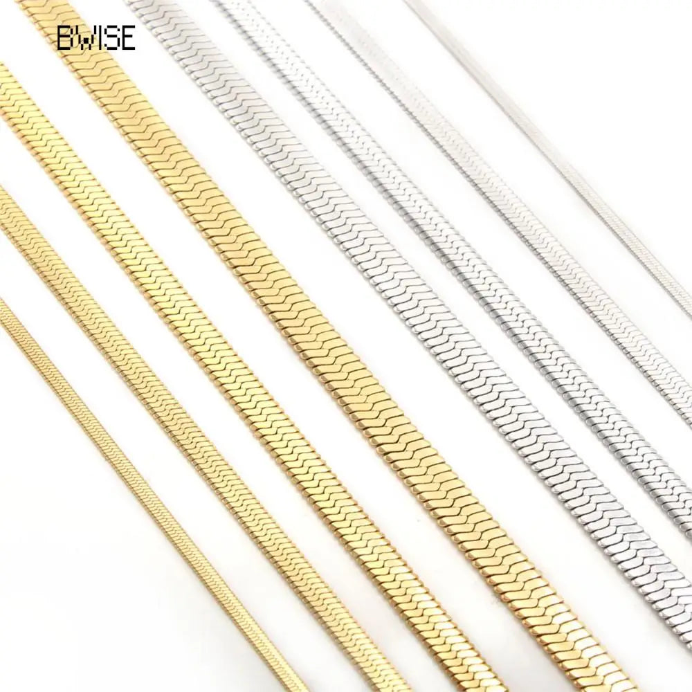 Hot Fashion Unisex Snake Chain Women Necklace Choker Stainless Steel Herringbone Gold Color Chain Necklace For Women Jewelry - Uknowucme