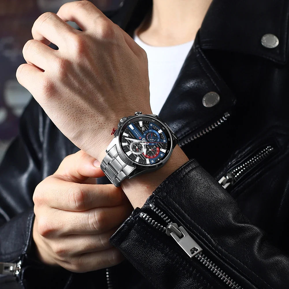 CURREN Multifunctional Quartz Men's Watch Sport Stainless Steel Strap Luminous Watch with Automatic Date часы мужские наручные - Uknowucme