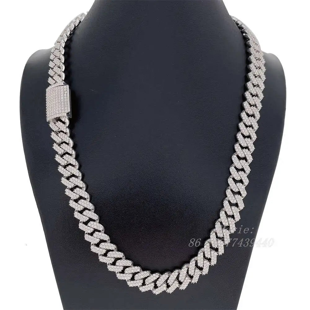 Box Lock Icedout Diamond Custom Cuban Link Chain Luxury Jewelry S925 Necklace Cuban Chain Necklace Moissanite Cuban - Uknowucme