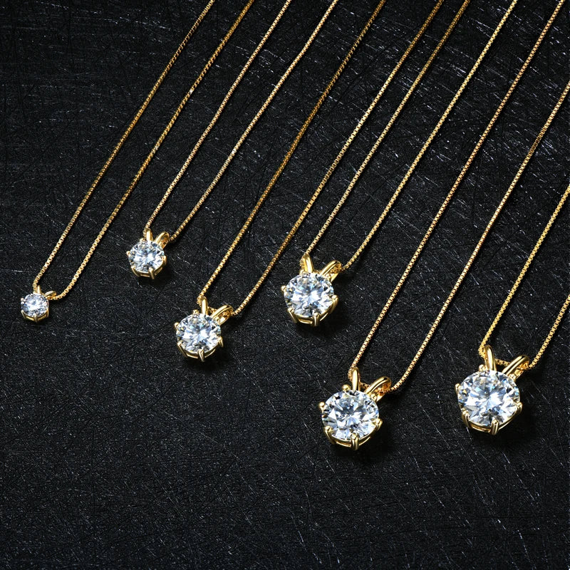 Lnngy 0.5ct-5ct Moissanite Pendant Necklace With Certificate For Women Original Real 925 Silver Chain Solitaire Drop Necklaces - Uknowucme