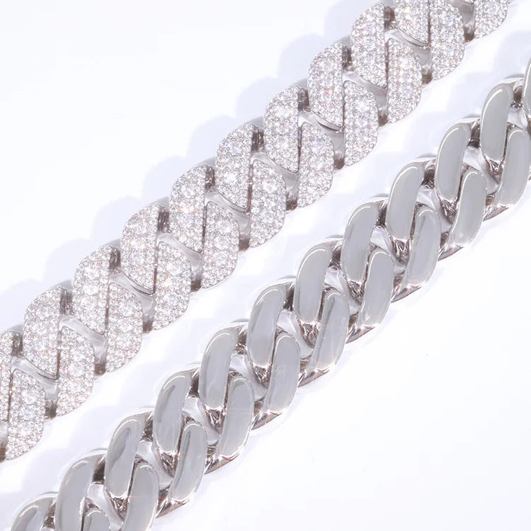 Bling Hip Hop Chain 16mm Wide Iced Out 925 Silver Necklace Set D/vvs Moissanite Diamond Cuban Link Chain - Uknowucme