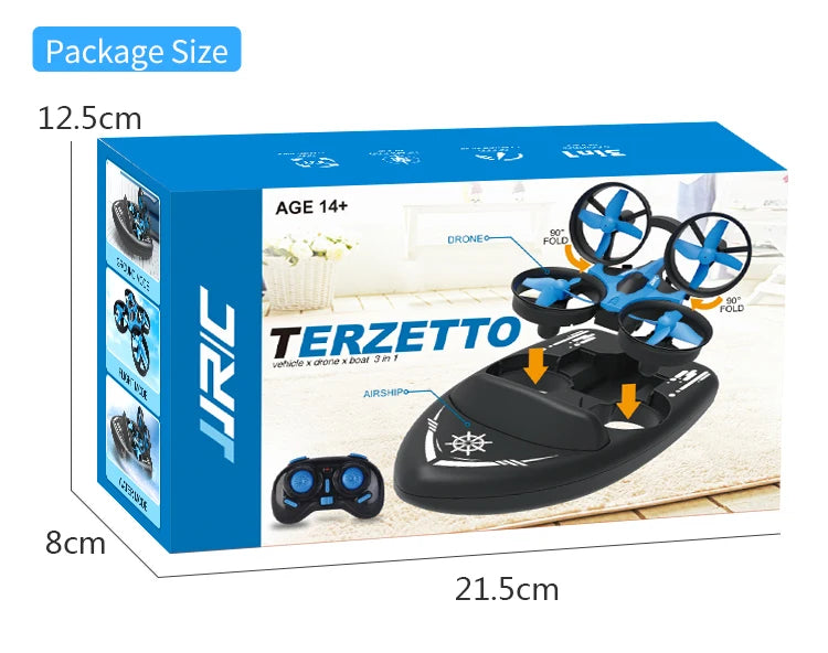 Sea, land, and air flight 3-in-1 JJRC H36F mini drone, unmanned mode, 360 ° roll 2.4G 6-axis quadcopter ship RC children's toy
