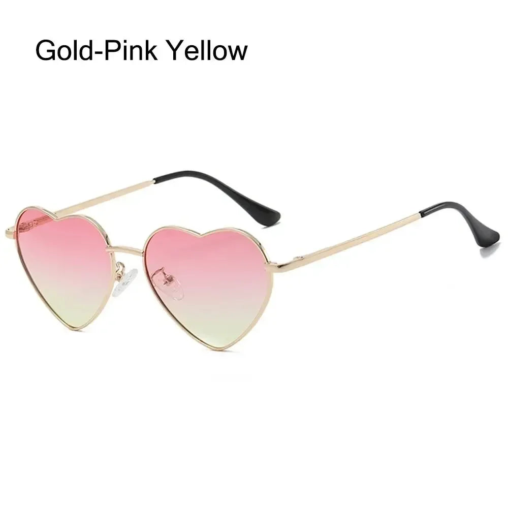 Heart-Shaped Sunglasses Heart Sun Glasses Shades Vintage 90s Glasses UV400 Protection Metal Frame Sunglasses Fancy Accessories - Uknowucme