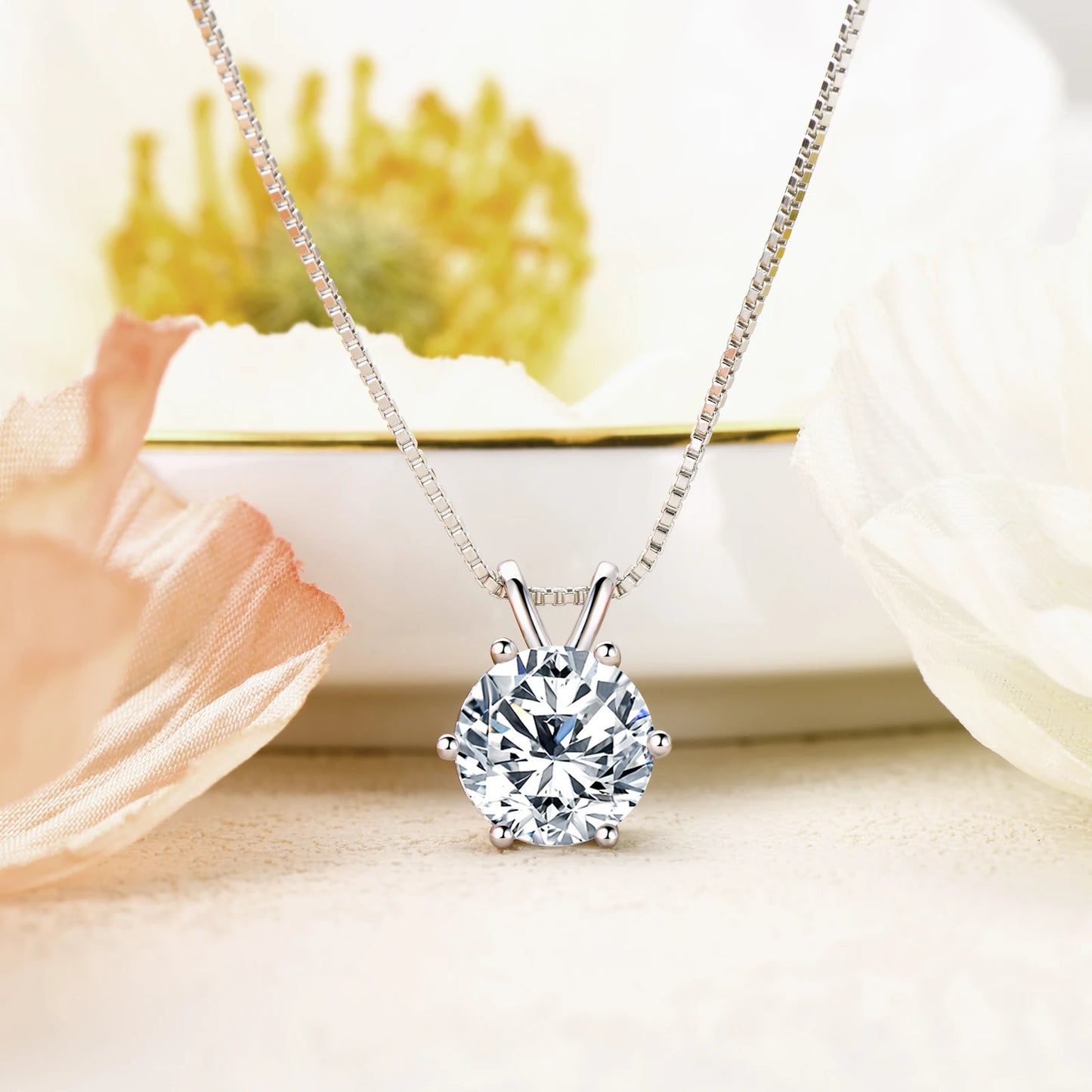 Lnngy 0.5ct-5ct Moissanite Pendant Necklace With Certificate For Women Original Real 925 Silver Chain Solitaire Drop Necklaces - Uknowucme