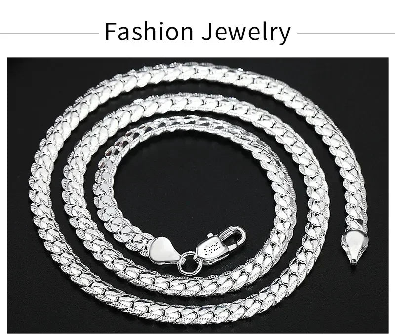 Hot 925 Sterling Silver 5MM 18K Gold Full Sideways Figaro Chain Necklace For Woman Man Fashion Wedding accessories Jewelry Gifts - Uknowucme