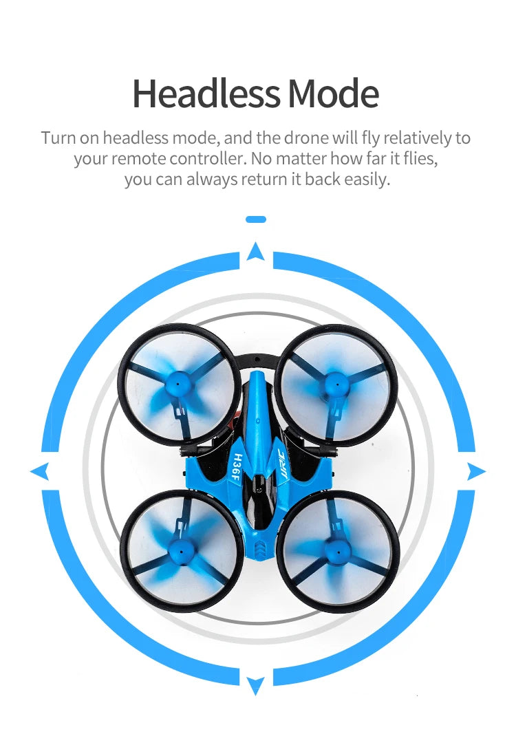 Sea, land, and air flight 3-in-1 JJRC H36F mini drone, unmanned mode, 360 ° roll 2.4G 6-axis quadcopter ship RC children's toy