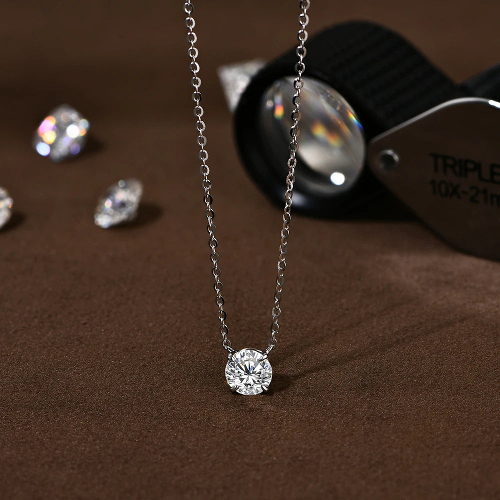ATTAGEMS Necklace For Woman Pendant Moissanite Diamond 6.5mm 1CT 925 Silver Necklace For Women Chains Party Bridal Fine Jewelry - Uknowucme