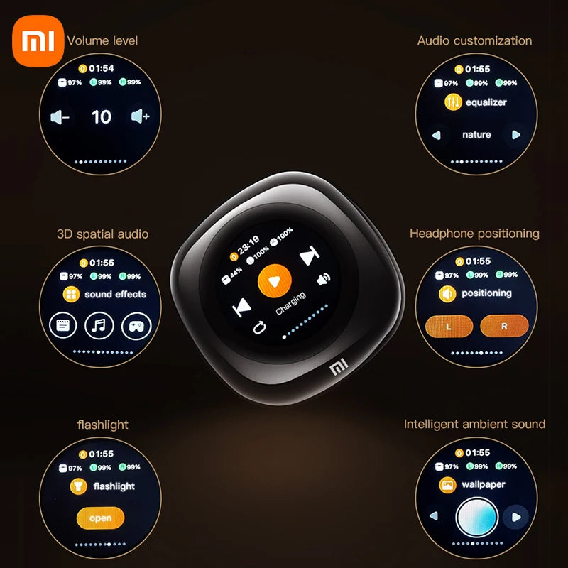 Xiaomi A8 PRO/E18 PRO/V8/CT11 Noise Cancelling Headphones LCD Wireless Earbuds Bluetooth Smart Touchscreen Earphones With Box - Uknowucme
