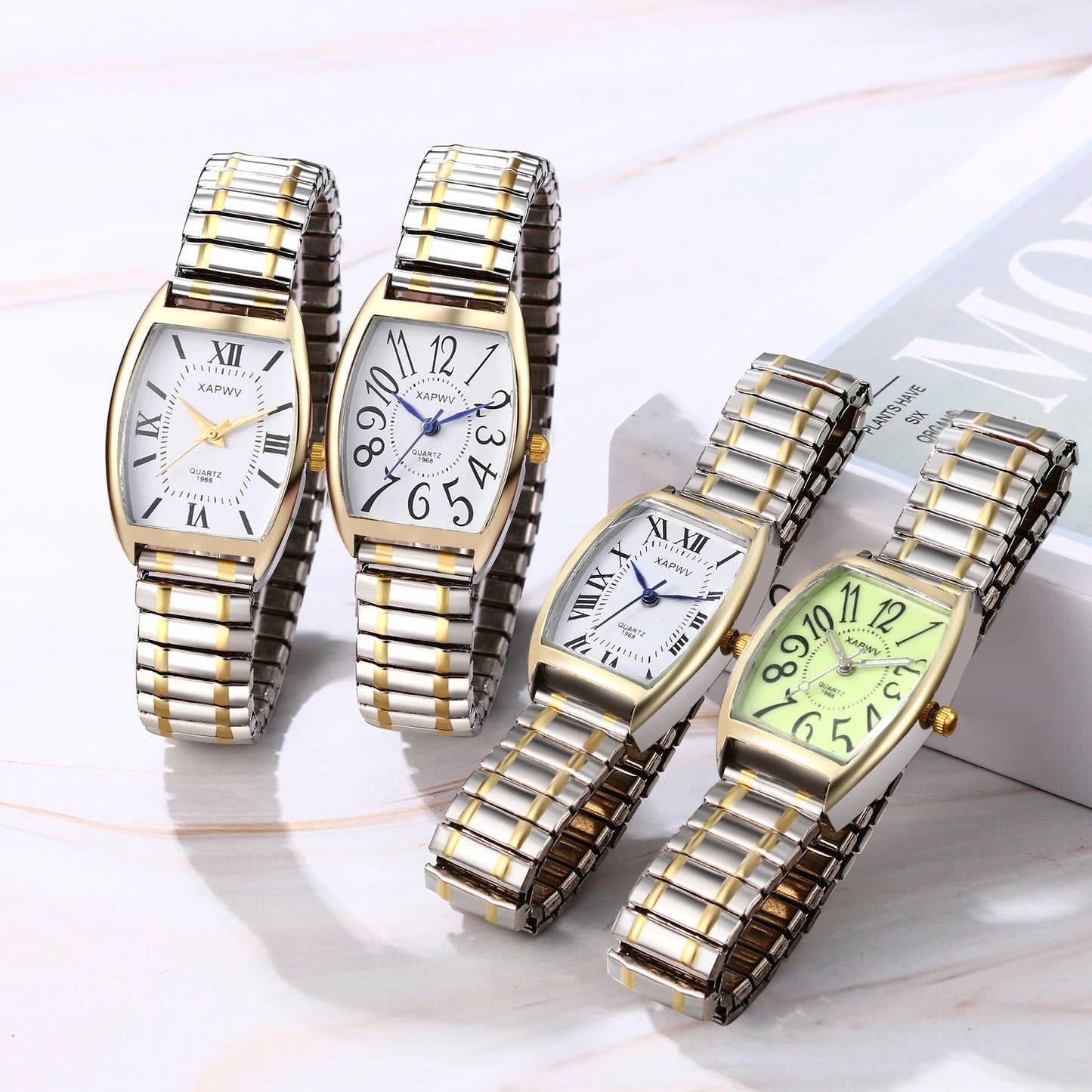 Lancardo Elastic Strap Watch Simulation Quartz Waterproof Exquisite Rigid Strap Rectangular Women's Watch Valentine's Day Gift - Uknowucme