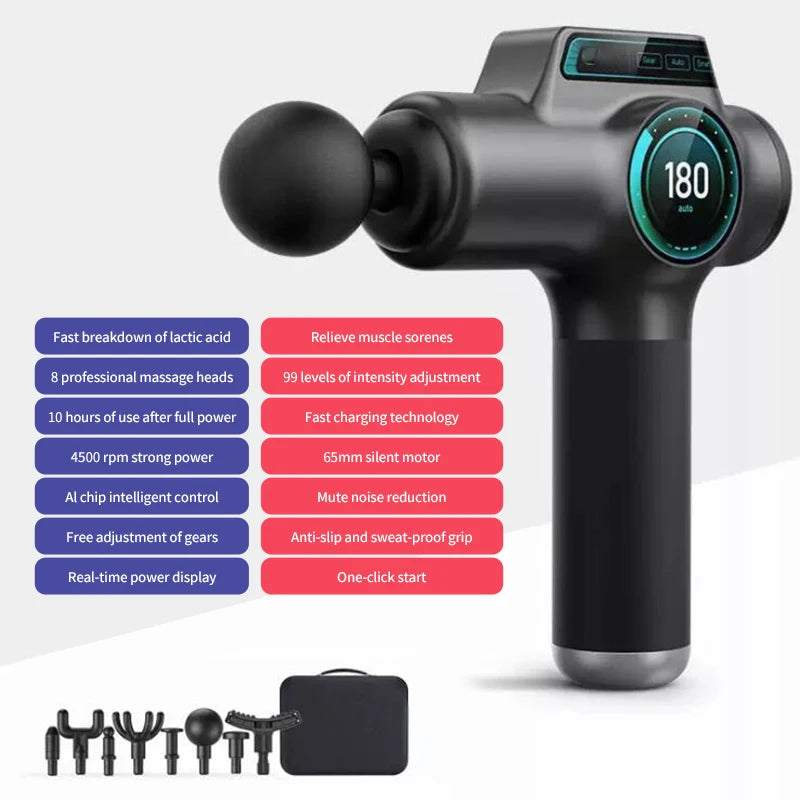 Professional Massage Gun 2-Colors LCD Screen Electric Deep Tissue Muscle Body Back Massager Relaxation Pain Relief Fascia Gun - Uknowucme